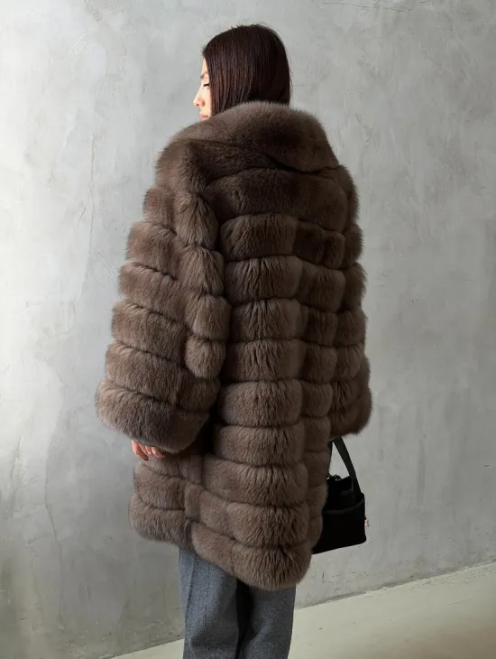 Шуба из песца под соболь - английский воротник - фото 10