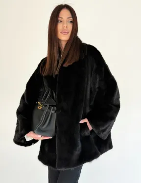 Женский норковый жакет - черный - фото 2