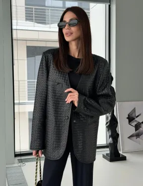 Женский пиджак из натуральной кожи - фото 9