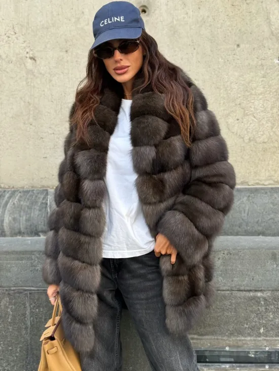 Шуба из меха баргузинского соболя - седина 2 - фото 0