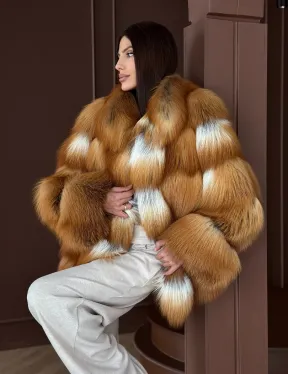 Короткая шуба из рыжей лисы - фото 7
