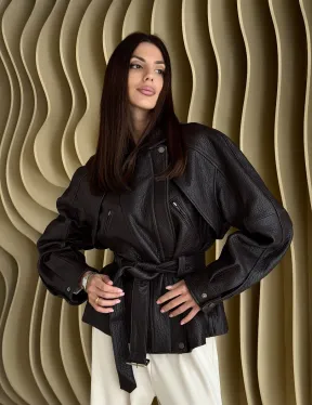 Коричневая кожаная куртка «Тренд - 2026» - фото 13