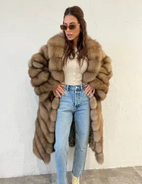 Шуба из меха куницы воротник шаль - фото 6