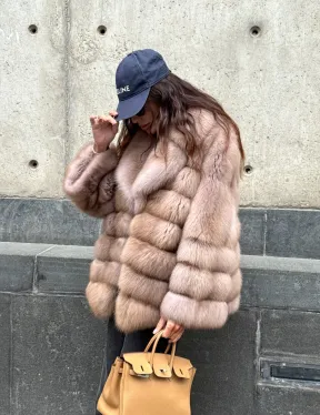 Шуба из меха куницы - цвет Tortora - фото 15