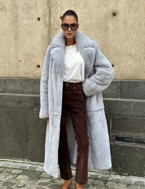 Голубая шуба из плюшевой норки “Velvet” - фото 10