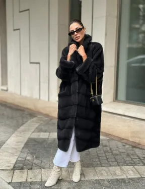 Шуба норковая кимоно - темный графит - фото 6