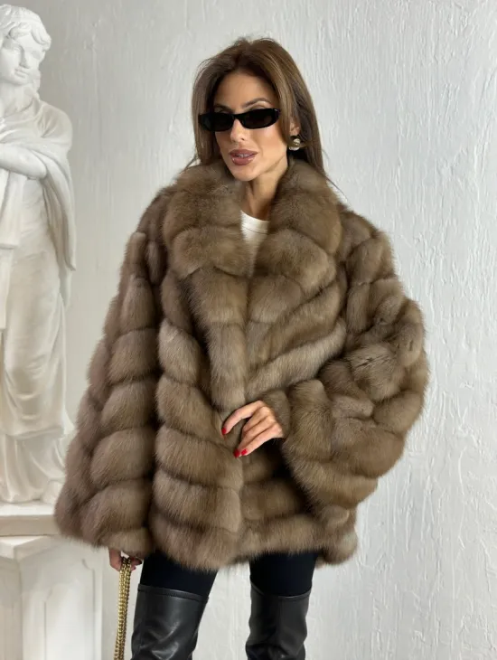 Жакет из куницы с шалью - фото 3