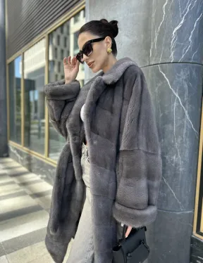 Норковая шуба в цвете сапфир - фото 4