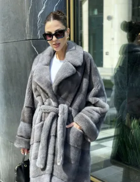 Норковая шуба в цвете сапфир - фото 3